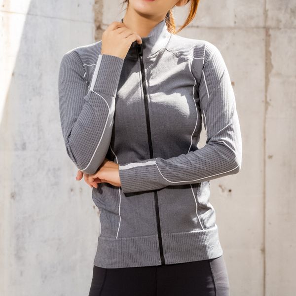 

women autumn winter keep warm outdoor running jacket thumb hole zipper yoga fitness jacket sports exercise gym outwear, Black;red