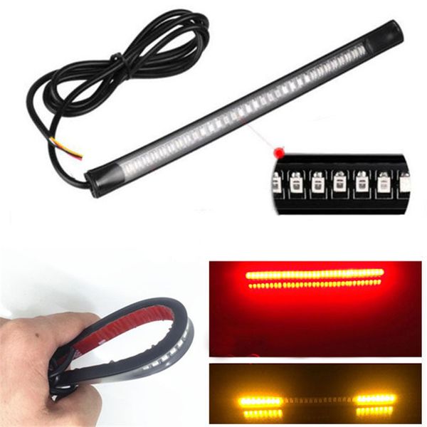 

2x motorcycle light bar strip 48 leds slamp auto turn signal universal flexible brake tail slights for car moto