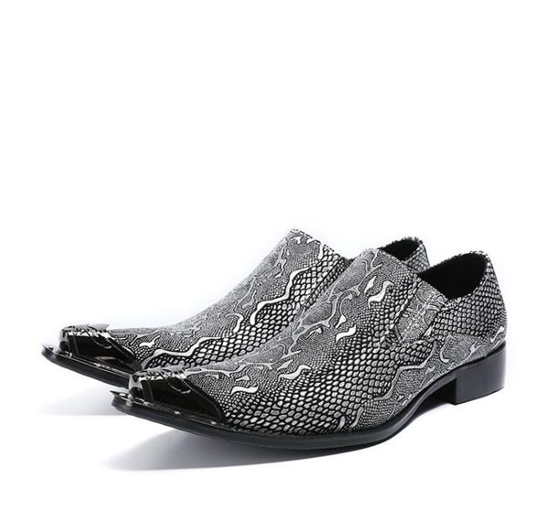 

2020 new style genuine leather high heels alligator shoes for men office loafers metallic pointed toe wedding party oxford shoe g175, Black