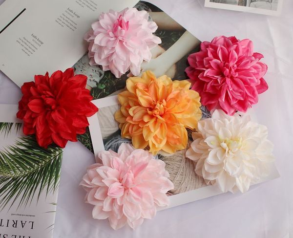 

7colors 15cm silk dahlia flower head artificial flowers diy wedding party wall arch decoration supplies