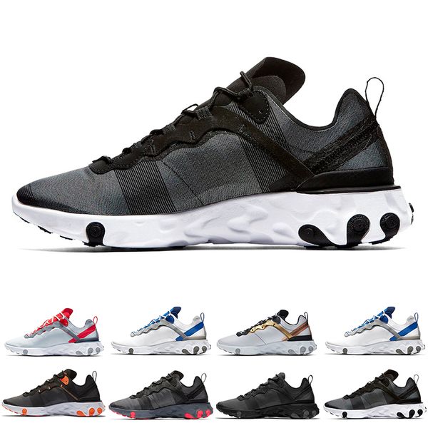 

Hot fashion React Element 55 women mens Running Shoes Black white Taped Seams Solar Red Metallic Gold Designer trainers Sports sneakers
