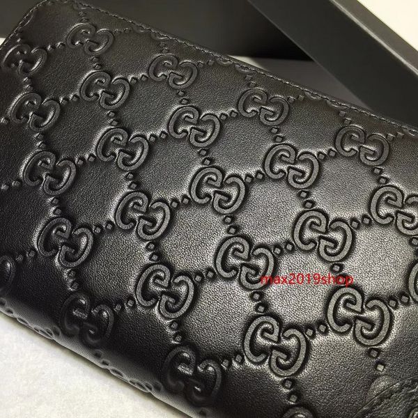

2020 celebrity design letter embossing zipper wallet cards pack cowhide leather black man woman 323397 long purse clutch