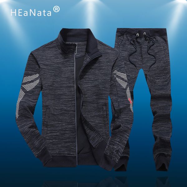 

men's sport running fitness sport suit 100% cotton comfort jogging outdoor jackets sportswear clothing set male tracksuit, Black;blue