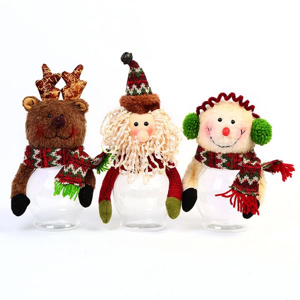 

new style santa snowman plastic jar christmas decorative medium christmas candy jar