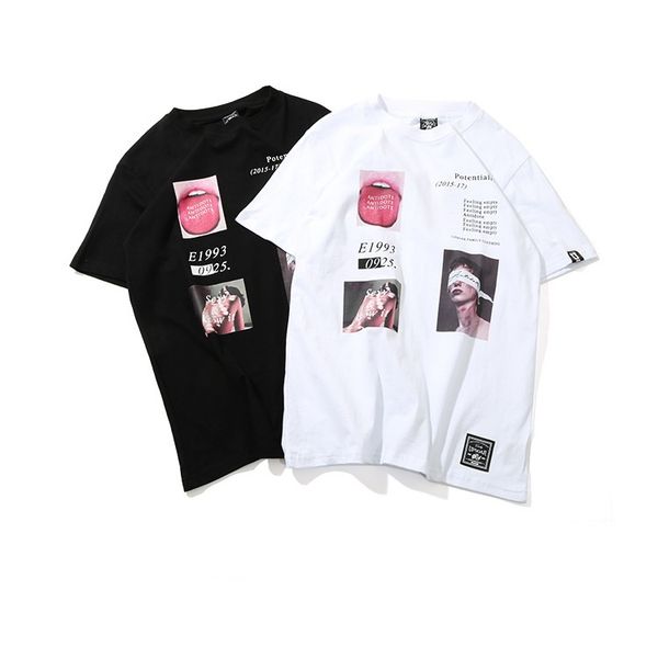 

men's t-shirts mens funny picture print hip hop streetwear tee o neck cotton fashion high street couple clothes, White;black