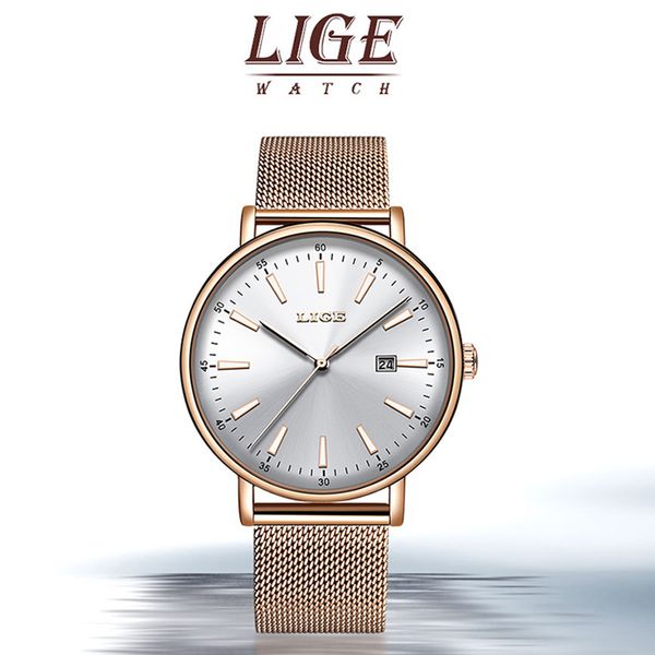 

lige women watches quartz watch lady fashion luminous clock waterproof date girl wristwatch gift for wife 2019, Slivery;brown