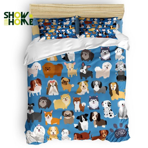 

showhome duvet cover set cartoon puppy duvet cover 4 piece bedding set