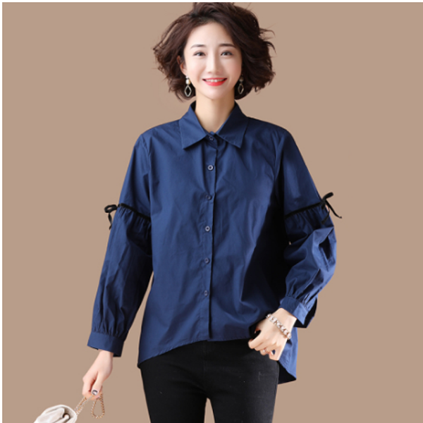

elegant office lady retro asymmetrical shirt women full sleeve 5xl plus size solid loose casual shirt blusa feminina fw142, White