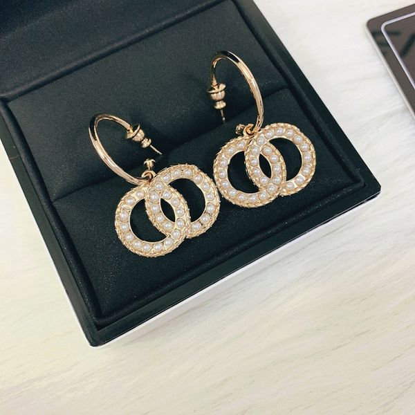 

c2022 high sense millet bead earring women fashion light luxury french temperament imitation pearl earrings eardrop, Golden;silver