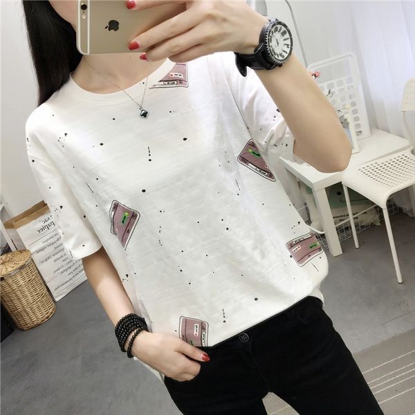 

2020 women's creative cartoon printed short-sleeved t-shirt ins 2020 women's creative cartoon printed short-sleeved t-shirt ins, White