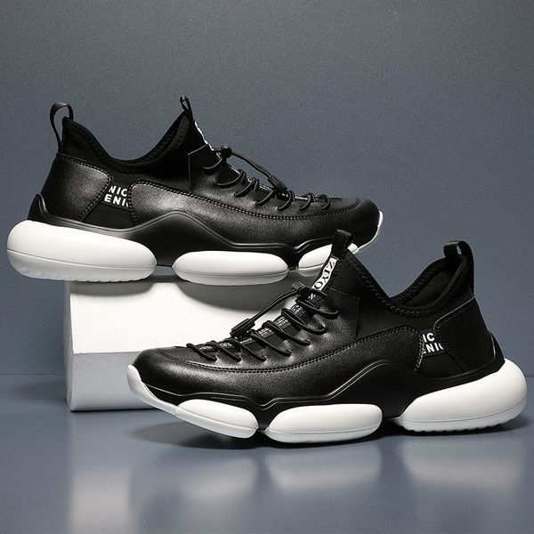 

real leather men's sneakers slip on casual men sport shoes breathable lycra personality walking shoes autumn 2019
