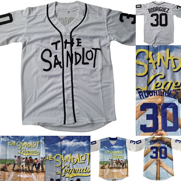 30 Benny 'The Jet' Rodriguez The Sandlot Legends Maglia da baseball da uomo cucita nome e numero maglie bianche Spedizione gratuita