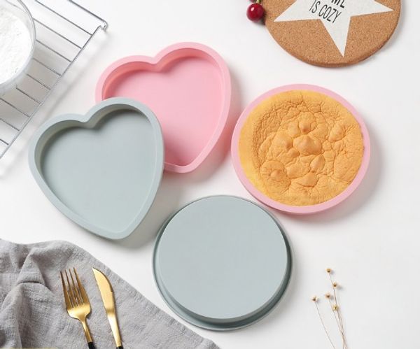 

6 inch silicone small green plate cake mold round love layered rainbow baking tray kitchen tool baking tools