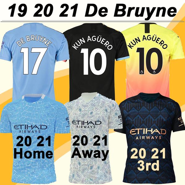 

19 20 21 kun aguero de bruyne home soccer jerseys sterling silva away 3rd mens football shirts g. jesus sane short sleeve uniforms, Black;yellow