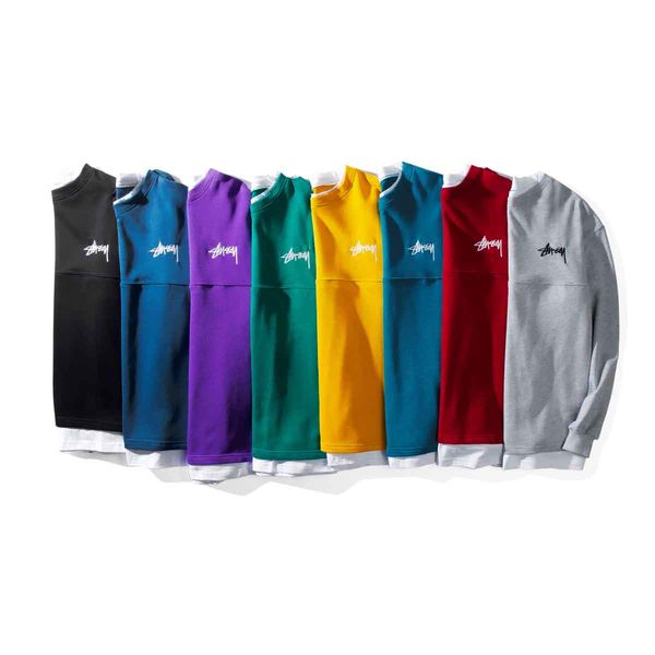 

2020/stussy luxury designer embroidery hooded sweater men women loose hooded sweater sweatshirts hip hop hoodies, Black