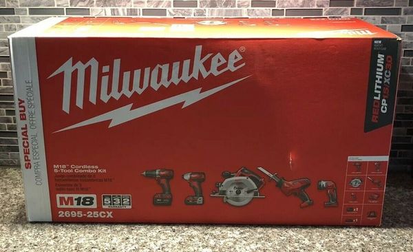 

Brand new milwaukee m18 lithium ion cordle 5 tool combo tool kit 2695 25cx