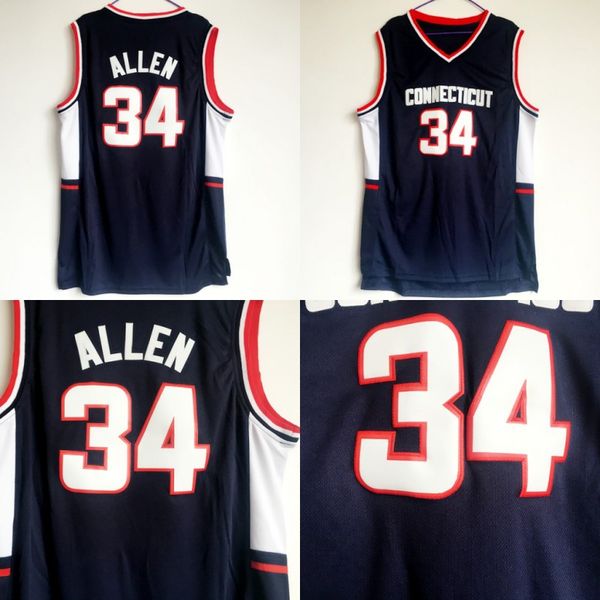 

NCAA Men Basketball 34 Ray Allen College Jerseys Uconn Connecticut Huskies Allen Jersey Navy Blue Color Team All Stitched For Sport Fans