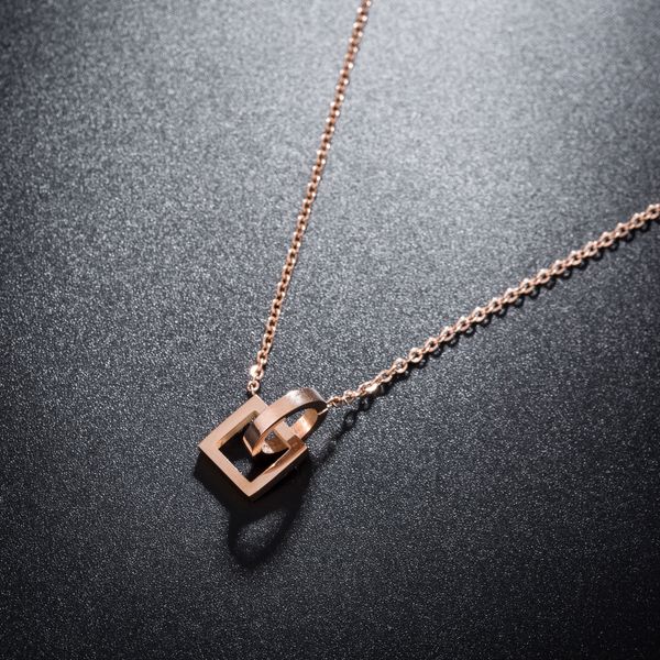 

rose gold plated geometry shape womens pendant necklace with gift, Silver