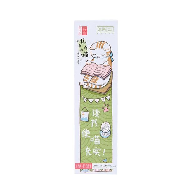 

30pcs/box kawaii reading cat animal paper bookmark message card greeting card lovely bookmarks book holder party invitation