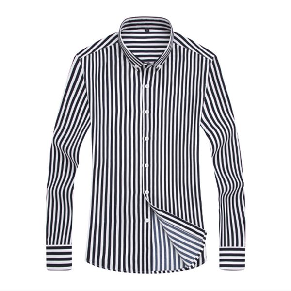 

fashion 2020 new men's luxury shirts men's baggy striped long sleeve turn-down collar shirts, White;black