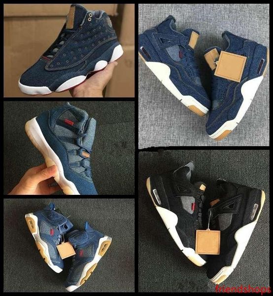 

2019 new 4 6 11 13 denim ls travis men basketball shoes mens blue jeans 4s 11s 13s sneakers designer jumpman trainers sports chaussures