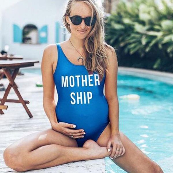 

letters print maternity swimwear pregnant women swimsuit one piece plus size pregnancy clothes beach bathing suit maternidade harajuku, White;black