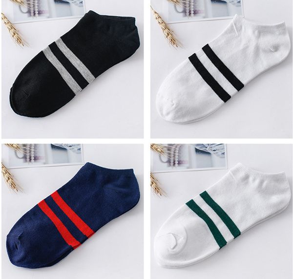 

cotton men's socks 5pairs stripe boat socks leisure business socken all seasons spring autumn male casual breathable men ankle sock, Black