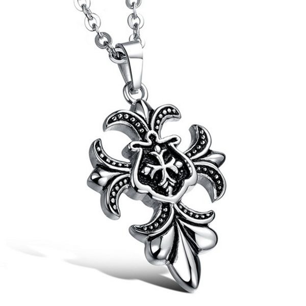 

New Fashion Crucifix Cross Alloy Charms Pendant Men's Necklaces Jewelry DIY 20 inches Chains 10pcs/lots Antique silver