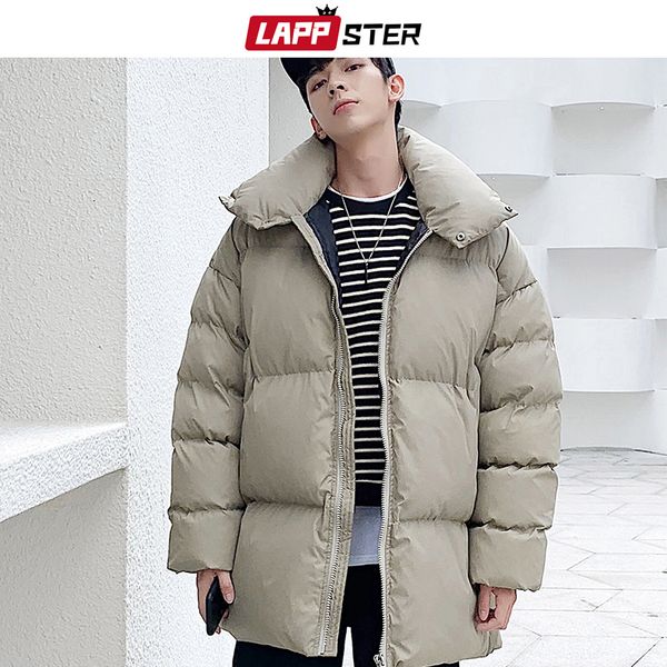 

мужчины толстого цвета пузырь пальто зима куртка 2019 мужских твердой harajuku корейских мод parka пара длинного puffer jacket ins, Black