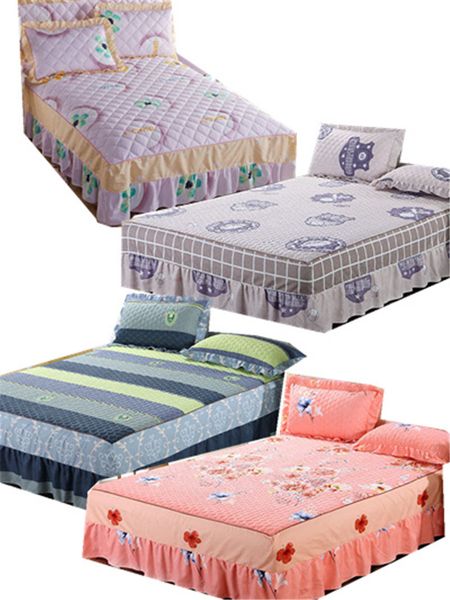 

1/3pcs floral bed linen set elegant bed cover thick cotton skirt cover pillowcase a variety of styles