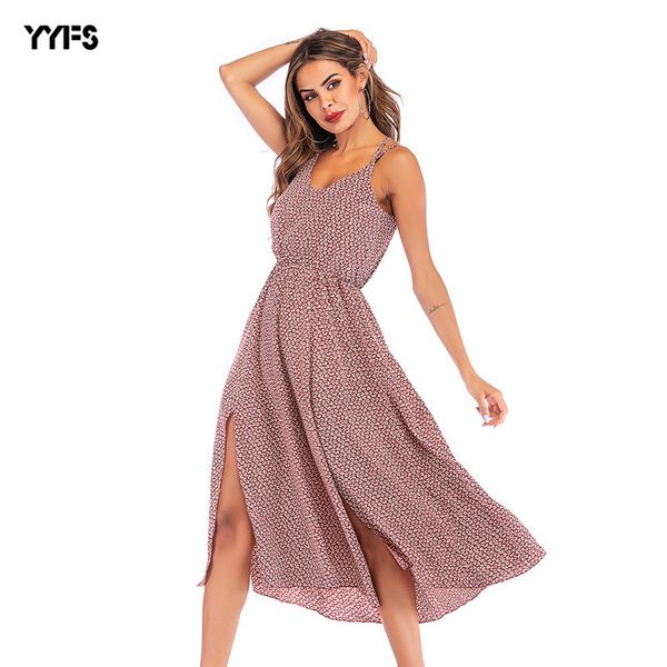 

женские дизайнерские печатные слинг без рукавов большие качели пляжное платье праздник женщины chiffon1rlb, Black;gray