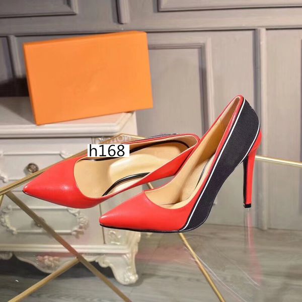 

with boxs women shoes high heels 10cm black red leather pointed toes pumps bottoms dress shoes size 37