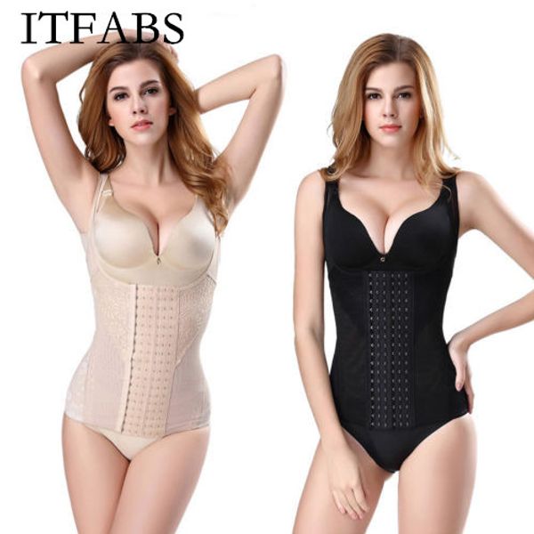 

itfabs 2019 new waist trainer corset slimming women body shaper modeling strap belt corset vest size s-xxxl, White;black