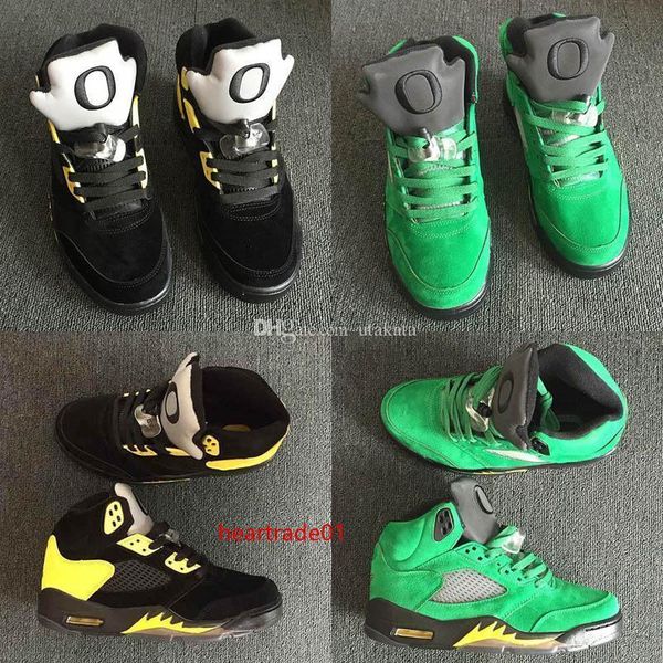 

box2019 with new men 5 oregon ducks basketball shoes for sale green black yellow 5s sneaker shoe sports trainers mens fashion shoe