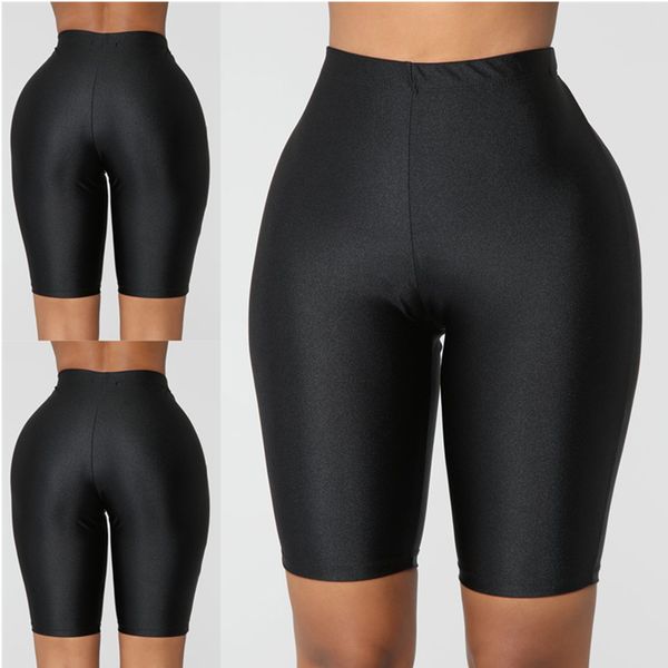 

women sport fitness leggings half high waist quick dry skinny bike short leggings elastic casual leggings cycling accessories w3, Black