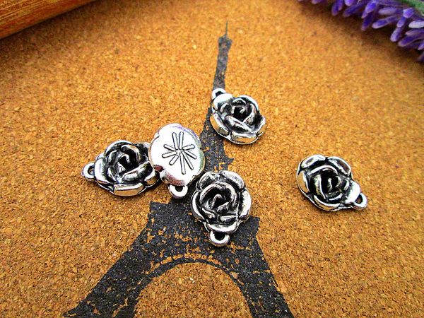 

45pcs rose charms silver tone mini rose charms pendants 13x17mm, Bronze;silver