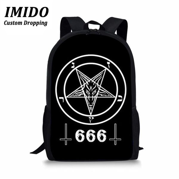

imido новые школьные сумки для мальчиков девочек черный кот 666 / град сатана печати студенты рюкзаки школьный дети mochila эсколар bookbag