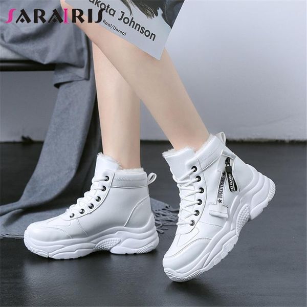 

sarairis ins female lace-up ankle platform boots comfort casual wedges boots women decorating shoes woman, Black