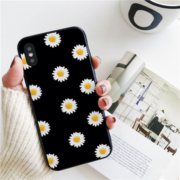 

coque black daisy cover for iphone 11 pro xs max xr case for iphone 8 7 6s plus 5s se 5 case soft silicone cover.