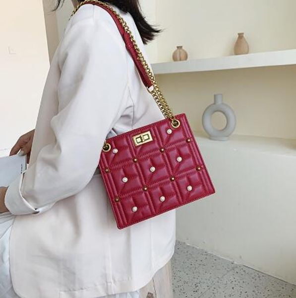 

frauen schulter tasche weiblichen große kapazität plaid kette 2019 heißer koreanische handtasche mode niet diamant crossbody mes