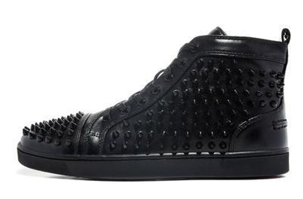 

sale designer studded spikes flats shoes mens sandals red bottom shoes for men and women party lovers genuine leather sneakers c04, Black