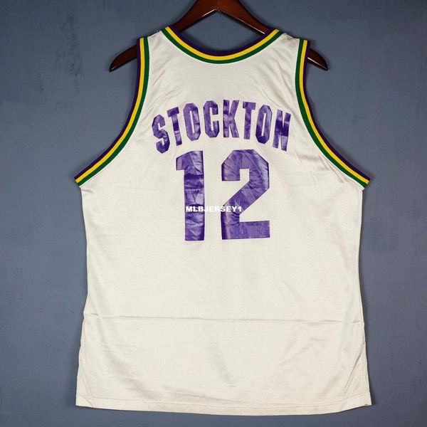 

100% stitched john stockton #12 champion sewn home jersey mens vest size xs-6xl basketball jerseys ncaa, Black;blue