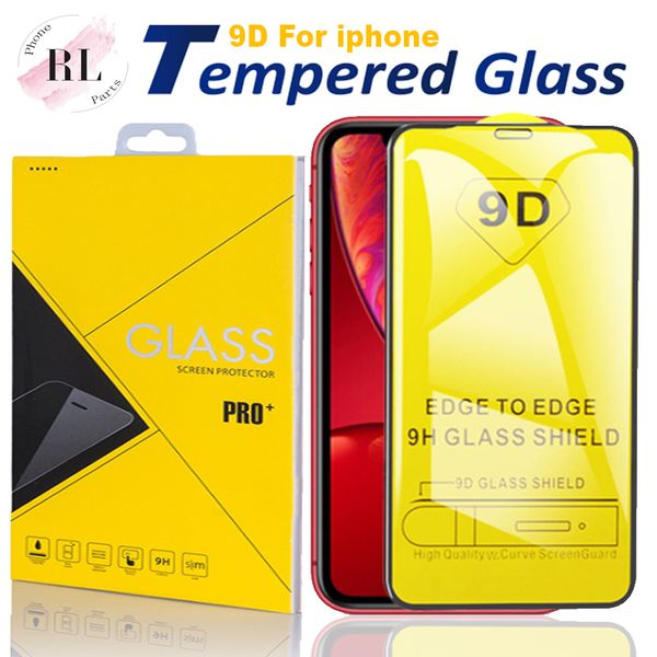 

9d tempered glass for iphone 11 pro xs max x xr 7 8 samsung 9h full cover glue screen protector with retail package