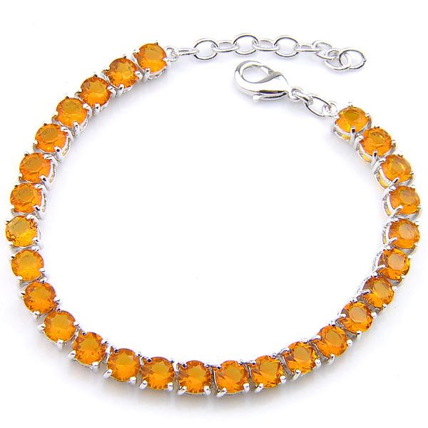 

luckyshine classic amazing fire round royal brazil citrine gemstone silver tennis bracelets bangles holiday wedding party lovers, Golden;silver