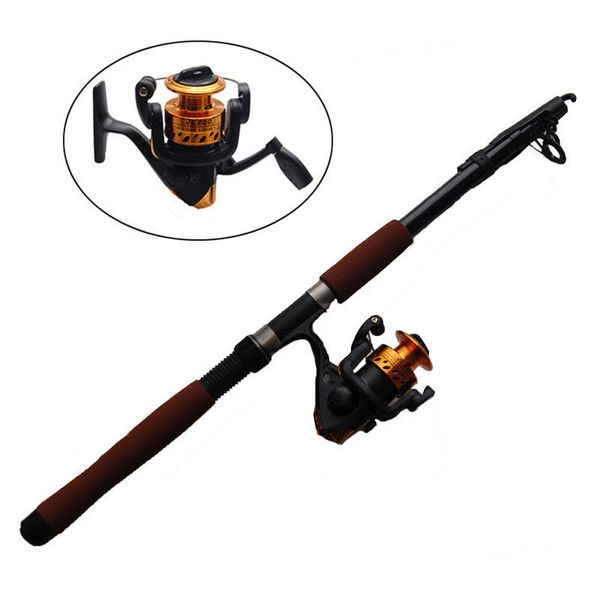 

spinning combo 2.4m fishing rod and reel full set telescope adjustable rod reel
