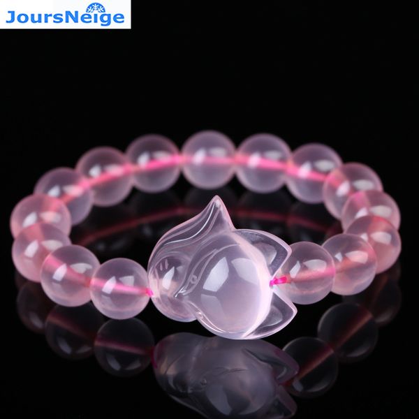 

wholesale crystal pink natural crystal bracelets for women girl gifts 10mm beads with fox natural stone crystal trendy jewelry, Golden;silver