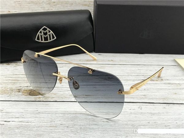 

luxury men eyewear car brand maybach fashion designer pilot rimless glasses outdoor uv400 sunglasses g-wi-z14 exquisite details logo, White;black