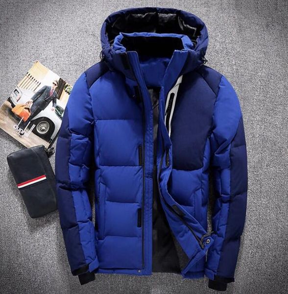 

мужская зимняя спортивная мода новый бутик личность тенденция бизнес корейской версии тонкий открытый с капюшоном утолщенный теплый пуховик, Black