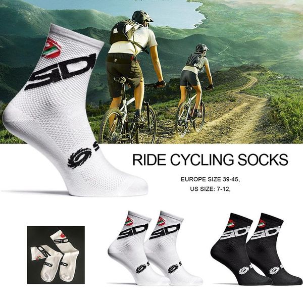 

new cycling socks letter stocking men sports mid-calf length sock outdoor black white breathable road bikes socks