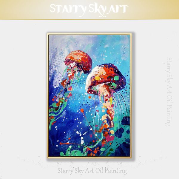 

artist hand-painted water animal jellyfish acrylic painting on canvas special animals jellyfish acrylic painting for living room
